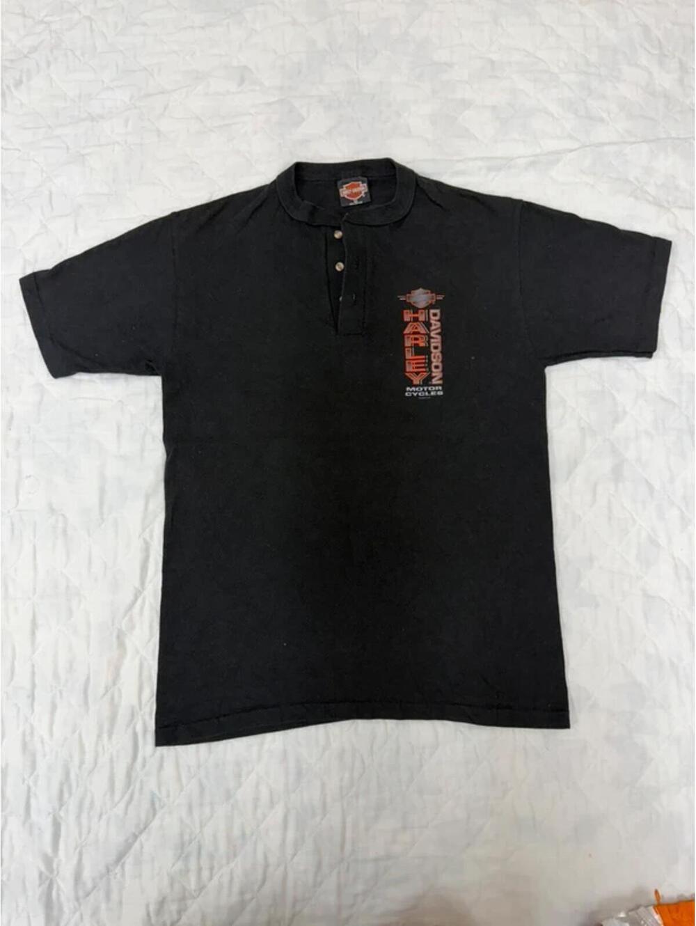 Vintage 1993 Harley-Davidson Motor Cycles Henley Polo Shirt